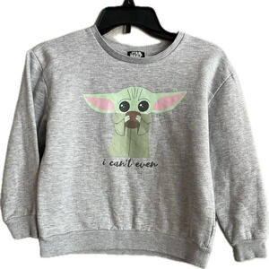 Star Wars Girls Gray Baby Yoda Mandalorian Sweatshirt Sweat Shirt M (10-12)